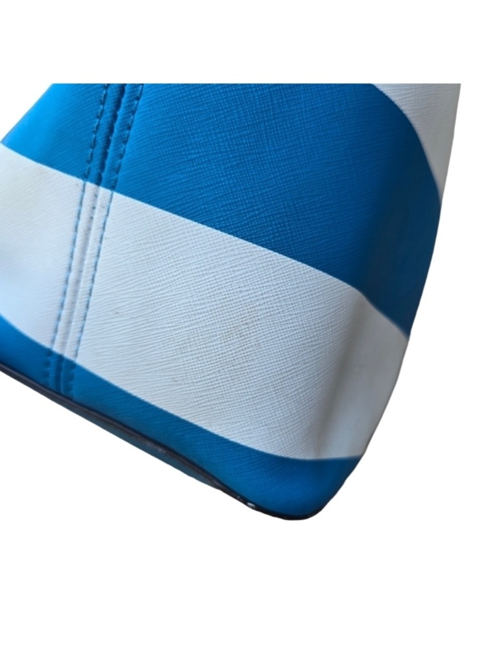 Michael Kors Blue/White Saffiano Leather Stripe Travel Tote Jet Set - Picture 7 of 12